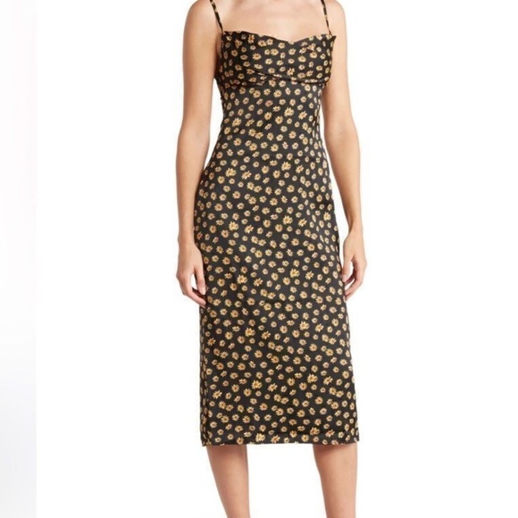 New WeWoreWhat Sunflower Midi Slip Dress - Picture 7 of 8